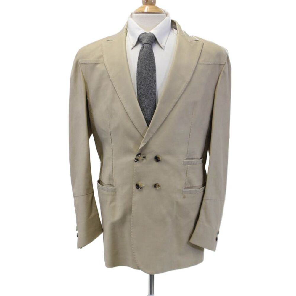 Tardini Mens Genuine American Alligator Textured Leather Jacket Beige Size 52